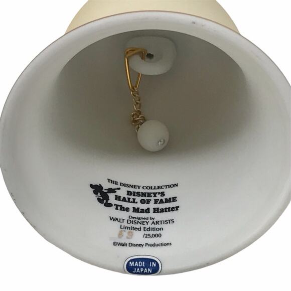 Disney Alice in Wonderland The Mad Hatter Porcelain Bell Figurine with Box - Picture 5 of 11